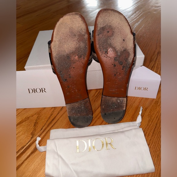 Dior Dway Deep Blue Embroidered Cotton slides - Picture 5 of 9